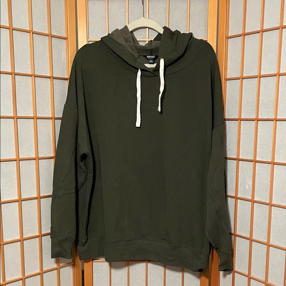 Buffalo David Bitton Women’s Olive Green Hoodie Casual Pullover Size XL